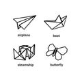 Origami icons set vector illustration