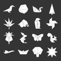 Origami icons set grey vector Royalty Free Stock Photo