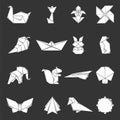 Origami icons set grey vector Royalty Free Stock Photo