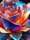 Origami irridescent pearly rose flower holographic close up Royalty Free Stock Photo