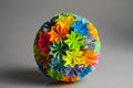 Origami kusudama rainbow