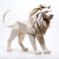 Simple Origami White Lion: Precisionist Lines And Shapes