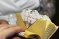 Origami made from money as a gift for a wedding Royalty Free Stock Photo