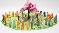 Origami Meadow Delight: Children and Rainbow in a Paper Wonderland