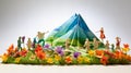 Origami Meadow Delight: Children and Rainbow in a Paper Wonderland