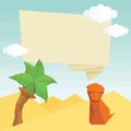 Origami monkey, palm tree, balloon and clouds. Vector simple flat illustration Royalty Free Stock Photo