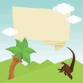 Origami monkey, palm tree, balloon and clouds. Vector simple flat illustration Royalty Free Stock Photo