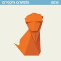 Origami monkey. Vector simple flat illustration. New Year 2016 Royalty Free Stock Photo