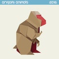 Origami monkey. Vector simple flat illustration. New Year 2016 Royalty Free Stock Photo