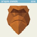 Origami monkey. Vector simple flat illustration. New Year 2016 Royalty Free Stock Photo