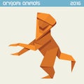 Origami monkey. Vector simple flat illustration. New Year 2016 Royalty Free Stock Photo