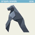 Origami monkey. Vector simple flat illustration. New Year 2016 Royalty Free Stock Photo