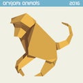 Origami monkey. Vector simple flat illustration. New Year 2016 Royalty Free Stock Photo