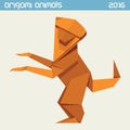 Origami monkey. Vector simple flat illustration. New Year 2016