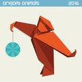 Origami monkey. Vector simple flat illustration. New Year 2016 Royalty Free Stock Photo
