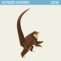 Origami monkey. Vector simple flat illustration. New Year 2016 Royalty Free Stock Photo