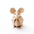 Origami Mouse: Dark Beige Symmetry On White Background