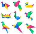 Origami multicolor birds