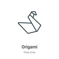 Origami outline vector icon. Thin line black origami icon, flat vector simple element illustration from editable free time concept