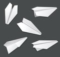 Origami paper airplane toy white on black Royalty Free Stock Photo