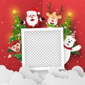 Origami Paper art of blank photo with Santa Claus and friends Royalty Free Stock Photo