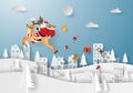 Santa Claus and reindeer in the village, Merry Christmas and Happy New Year Royalty Free Stock Photo