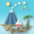 Origami Paper artistic applique with soars islands