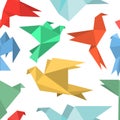 Origami paper birds in a flat style.