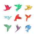 Origami paper birds in a flat style.