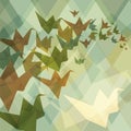 Origami paper birds geometric retro background