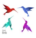 4 Origami Paper Birds, Made In Vectors Royalty Free Stock Photo