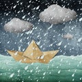 Origami paper boat recycled paper craft Royalty Free Stock Photo