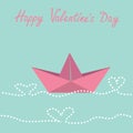 Origami paper boat and waves in shape of heart. H Royalty Free Stock Photo