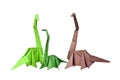 Origami. Paper figures of dinosaurs