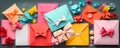 origami paper letters - Layered pastel sweet colors banner