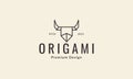 Origami paper line head cow logo design vector icon symbol illustration Royalty Free Stock Photo