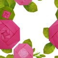 Origami paper pink rose pattern Royalty Free Stock Photo