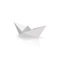 Origami paper ship sailing on isolated white background. Vector illustrator