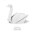 Origami paper white swan