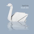 Origami paper white swan