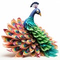 Origami Peacock with Vibrant Plumage