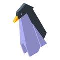Origami penguin icon isometric vector. Animal paper