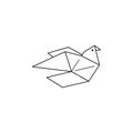 Origami Pigeon Icon in a Trendy minimalistic Linear Style. Folded Paper Bird Figures. Vector Illustration Royalty Free Stock Photo