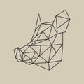 Origami polygonal line style head of boar. Vector illustration.