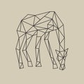 Origami polygonal line style giraffe with head down. Vector illustration.