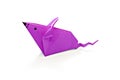 Origami purple mouse on the white background