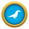 Origami raven icon blue vector isolated