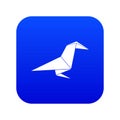 Origami raven icon blue vector