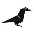 Origami raven icon, simple black style