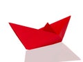 Origami red paper boat isolated on white background Royalty Free Stock Photo